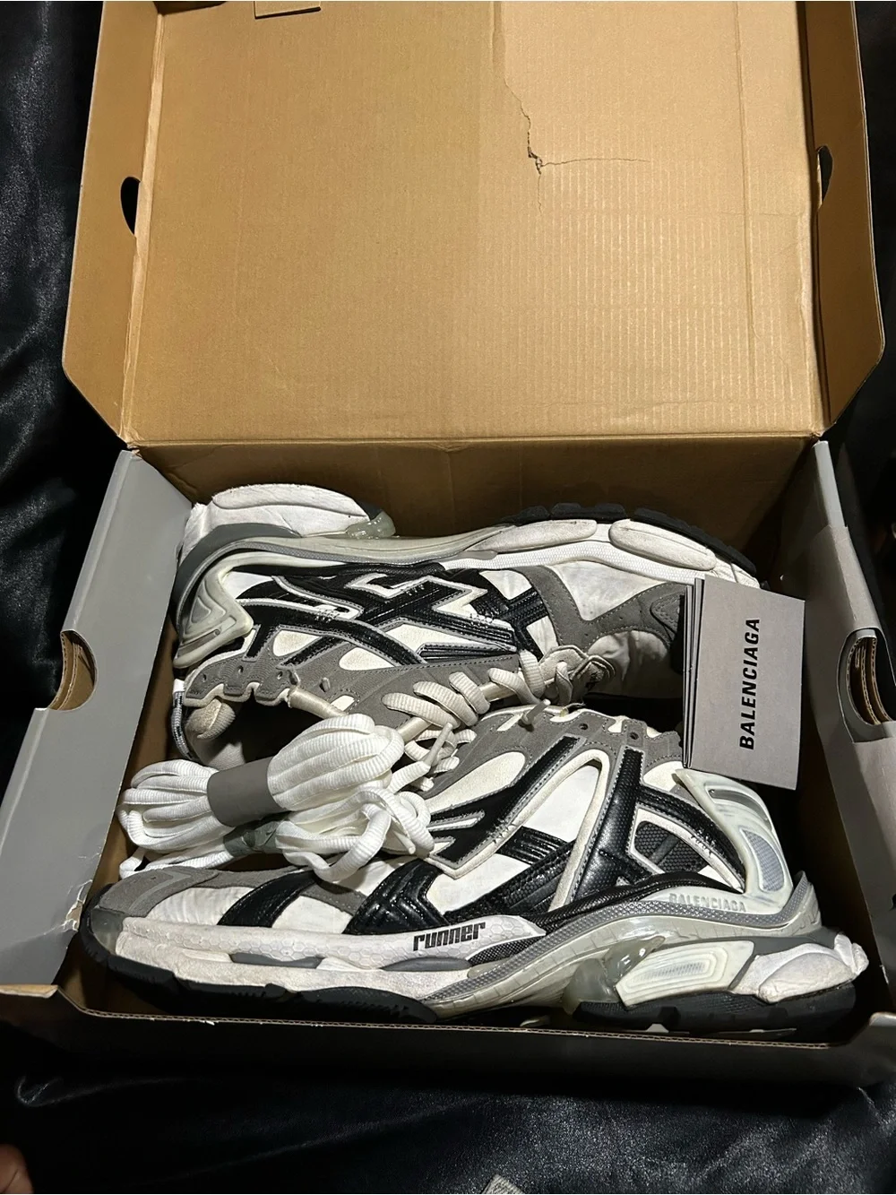 Balenciaga Runner Sneaker in White, Gray & Black - Picture 5 of 5